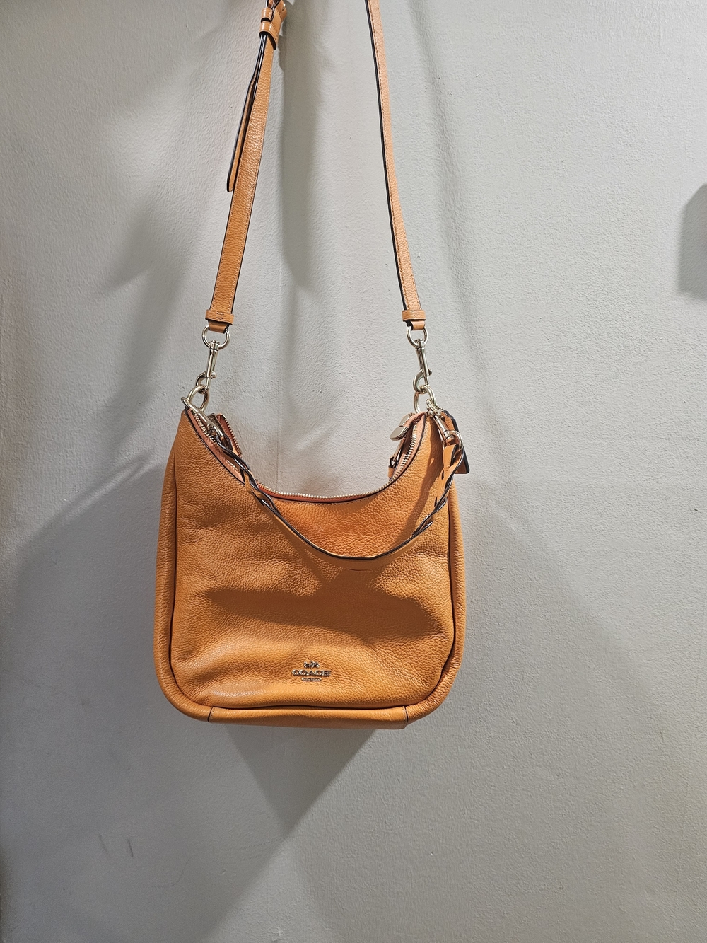 Coach Pebbled Leather Hobo Bag in Orange - Picture 2 of 5
